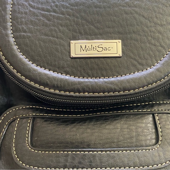 NWT MultiSac Vegan Leather Multipockets Stylish Black Major Backpack - Picture 5 of 17